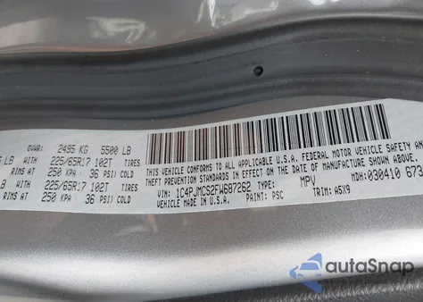 2015 Jeep Cherokee Latitude из США, поврежденный, VIN 1C4PJMCS2FW687262